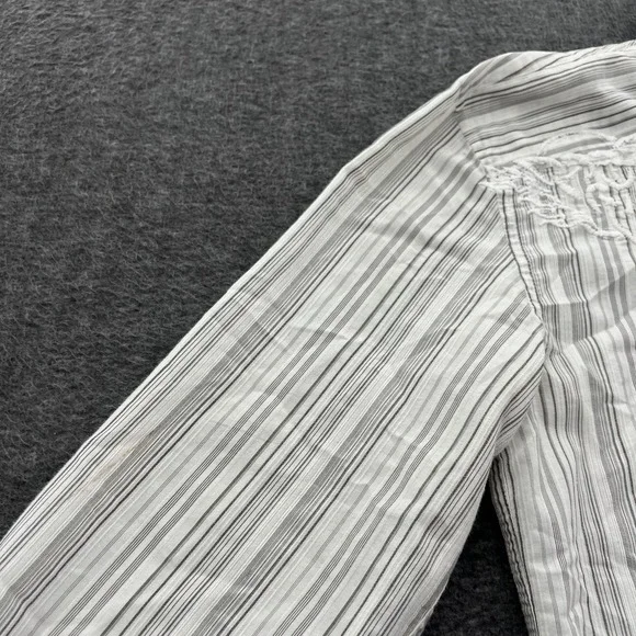 Roar Striped Button Down Shirt Mens L White Embroidered LS Grunge Gothic *FLAWS - Picture 8 of 15